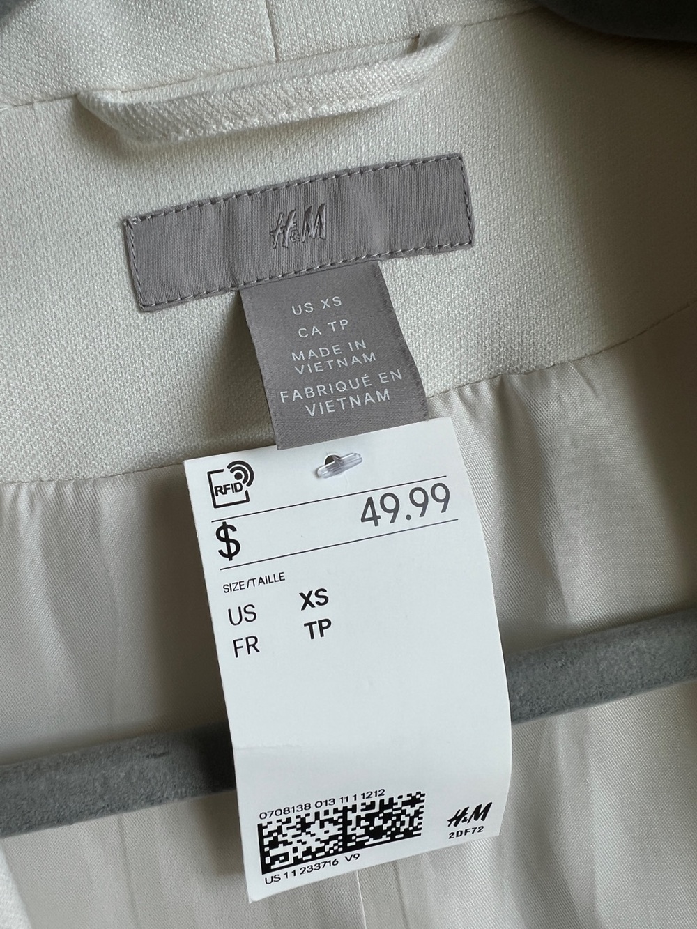 H&M Open Front Blazer with Ruched 3/4 Sleeves, Size XS - Picture 3 of 10